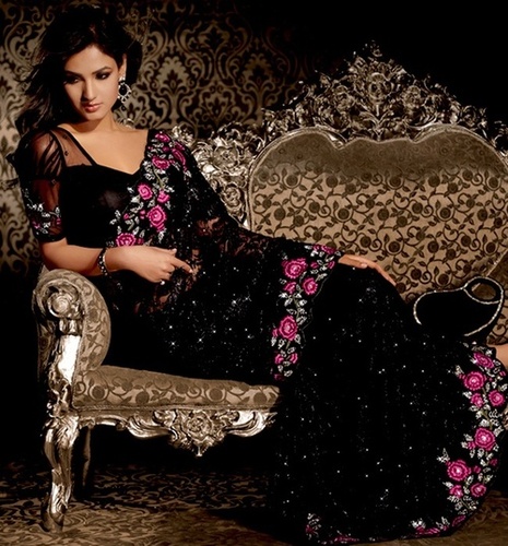 Printed Embroidery Sarees - Soft Cotton Blend, Elegant Patterns and Vibrant Color Combinations, Customizable Designs