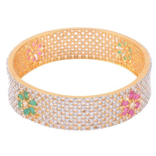 24 Karat Gold Plated With Cubic Zirconia Stones Bangle For Women