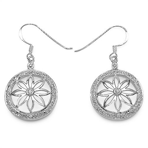 White Cubic Zircon .925 Sterling Silver Earrings