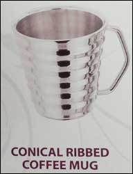 Conical Ribbed Coffee Mug