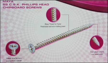 SS CSK Phillips Head Chipboard Screws