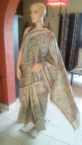 Reverse Kantha Stitch On Tussar Boutique Sarees