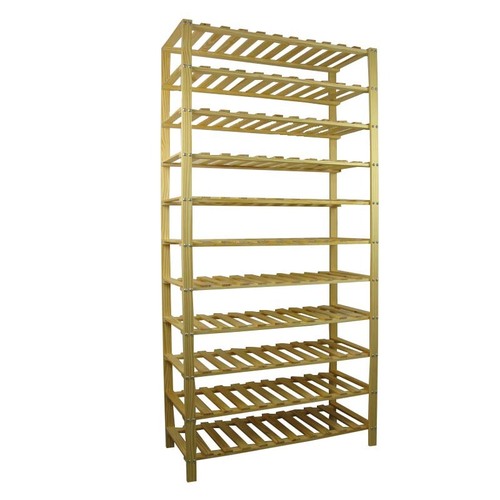 Wooden 9/10/11-Tier Part-Assembled Shoe Rack - Solid Unfinished Pine