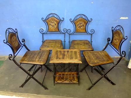 Mango Wood And Iron Table Chair (Sci 3515)