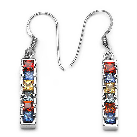 Multisapphire .925 Sterling Silver Earrings