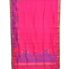 Plain Dupian Silk Pink Sarees