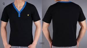 V Neck Black Colored T-shirt With Blue Design