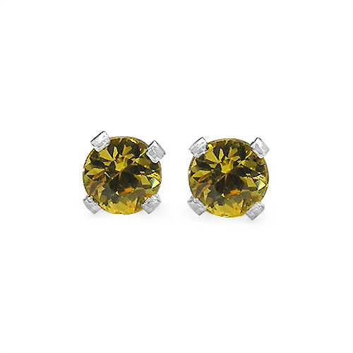 Yellow Sapphire 14k White Gold Stud Earrings