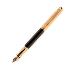 Stylish Fountain Pen - 24 Carat Gold Fittings, PVD-Coated Chocolate Barrel with Pinstripe Pattern