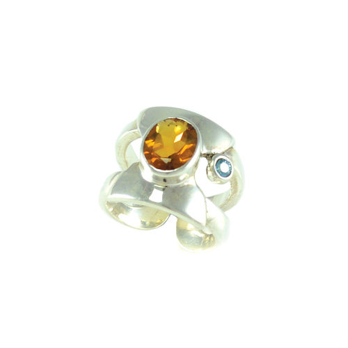 Citrin Blue Topaz Ring