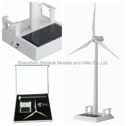 Metal Solar Wind Turbine Model With Name Card Holder