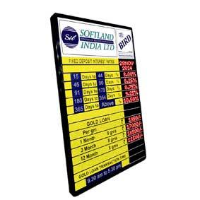 Bank Interest Rate Display Board - Lightweight Aluminum Design | 16-Line Digital Signage, Multicolor Printing, User-Friendly Software, Low Power Consumption