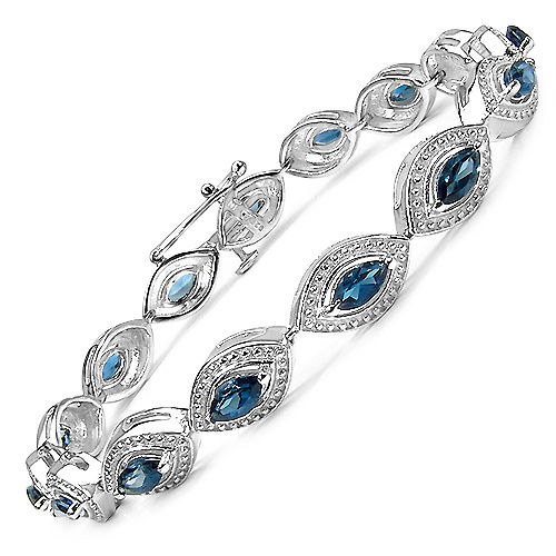 Genuine Blue Topaz .925 Sterling Silver Bracelet