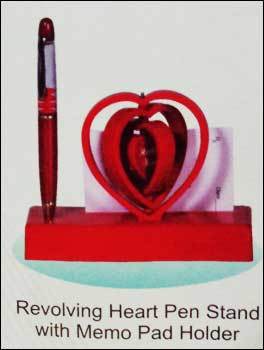 Revolving Heart Pen Stand With Memo Pad Holder