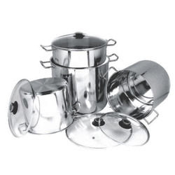 4 Pcs Capsule Bottom Stock Pot With Steel Handle Application: Hospital