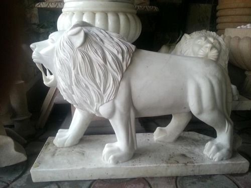 White Lion Marble Statue