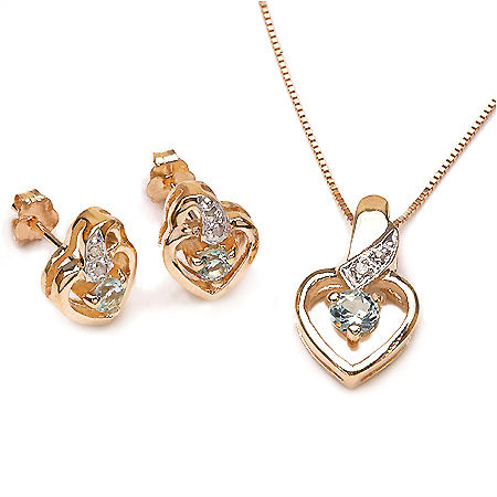 Blue Topaz And Diamond 10Ky Gold Plated Sterling Silver Necklace Set Application: Floor Protecting