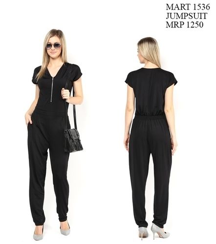 Black Front Zip Jumpsuit