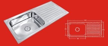 Kitchen Sink Single Bowl with Drain Board (ADT 025)