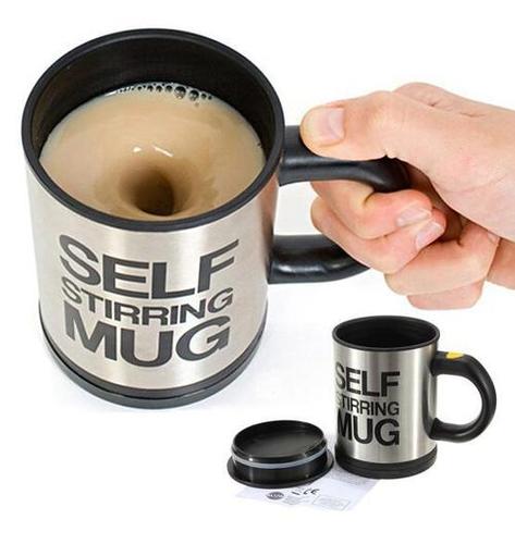 Self Stirring Mug - 14oz Stainless Steel, Automatic Mixing | Easy Clean, Double AAA Battery Operated, Ideal for Coffee, Tea, and Juice