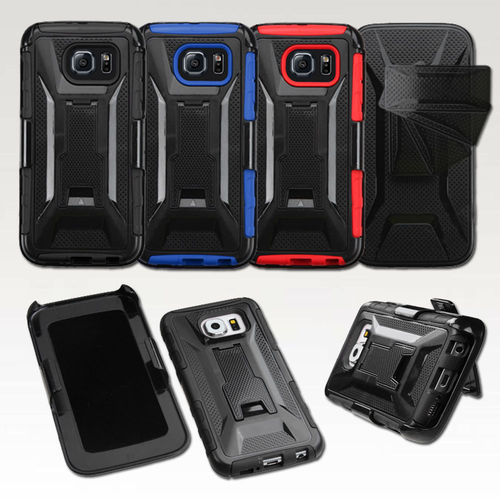 Shockproof Hybrid Armor Defender Case Stand Cover W/ Swivel Belt Clip