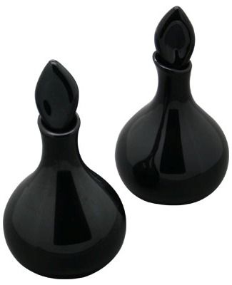 Classic Black Glazed Ceramic Oil Bottle