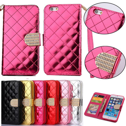 Fashion Bling Diamond Buckle PU Leather Wallet Case