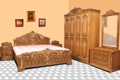 Interior Wooden Bed And Wardrobe