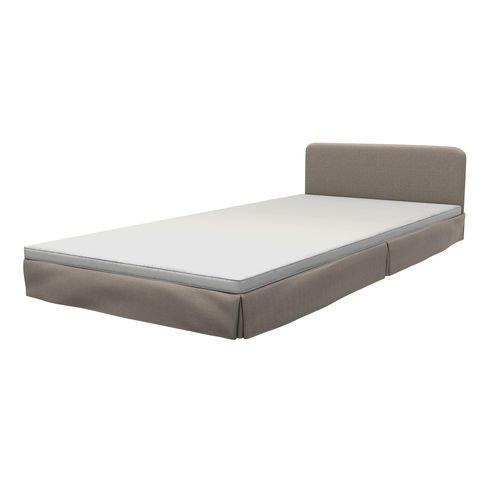 Zen Single Bed with Headboard, Grey Cover and Foam Mattress