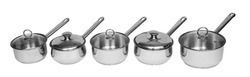 Stainless Steel Saucepans - SS 202 Material, 16-30 cm Sizes, Mirror Finish Outside & Brushed Inside, 1.0 mm AL + 0.5 mm Induction Bottom