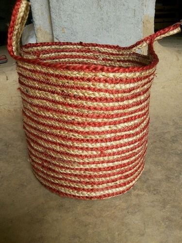 Color And Bleach Braided Jute Baskets