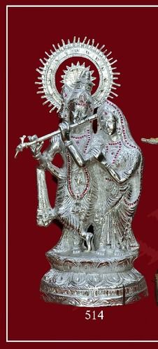 White Metal Radha Krishna Statues