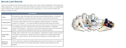 Bar Code Labels