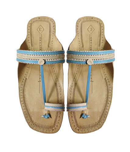 Sky Blue Leather Sandal