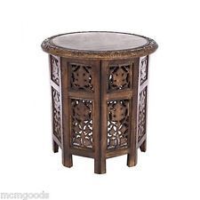 Handcrafted Carved Wood Accent Table