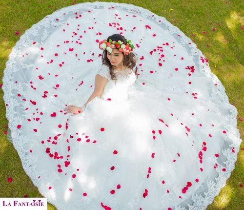 High Quality Rosy Tulle Wedding Gown