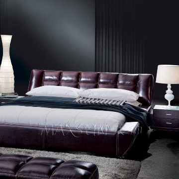 Leather Bed - Premium Quality Leather, King Size - Elegant Design with Innovative Patterns