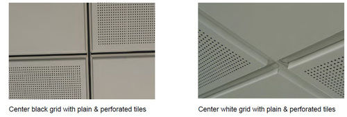 Metal Ceiling Tiles - Pre-Painted Galvanized Steel, 600mm x 600mm, White, 0.45mm Thickness, 0.7 NRC with Sound Tex, Perforated with 2.4mm Diameter Holes