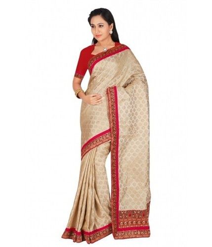 Art Silk Jacquard Beige Color Saree