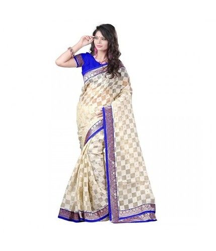 Beige Color Lace Art Silk Saree