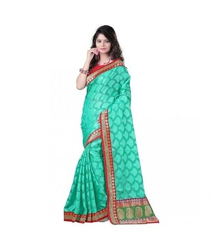 Firoji Color Lace Work Net Brasso Saree