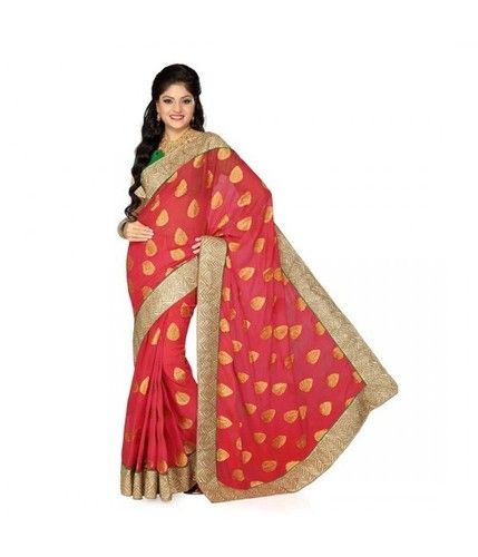 Peach Viscose Butti Saree