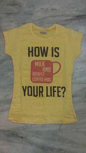 Yellow Printed T-Shirt For Girls