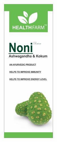 अश्वगंधा और कोकम 500 मिलीलीटर के साथ हेल्थ फार्म नोनी जूस