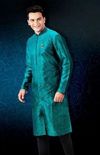 Green Printed Front Open Kurta Churidar