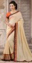 क्रीम और ऑरेंज सिल्क साड़ी