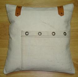 Rugged Vintage Pillow - 45x45 cms | Cotton-Linen-Polyester Blend, Beautiful Ari Embroidery, Machine Washable or Dry Clean