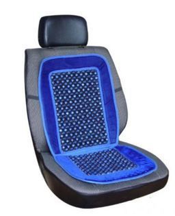 Car Wooden Bead Seat Cushion With Blue Velvet