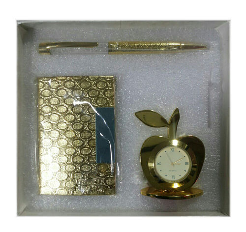 Corporate Gift Set (Crystal Pen, Business Card Holder And Table Clock)