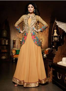 Beguiling Beige Georgette Party Wear Anarkali Salwar Kameez